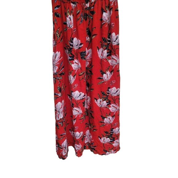 SIM & SAM Women's Floral Strapless Red Maxi Lined Small - Picture 3 of 7